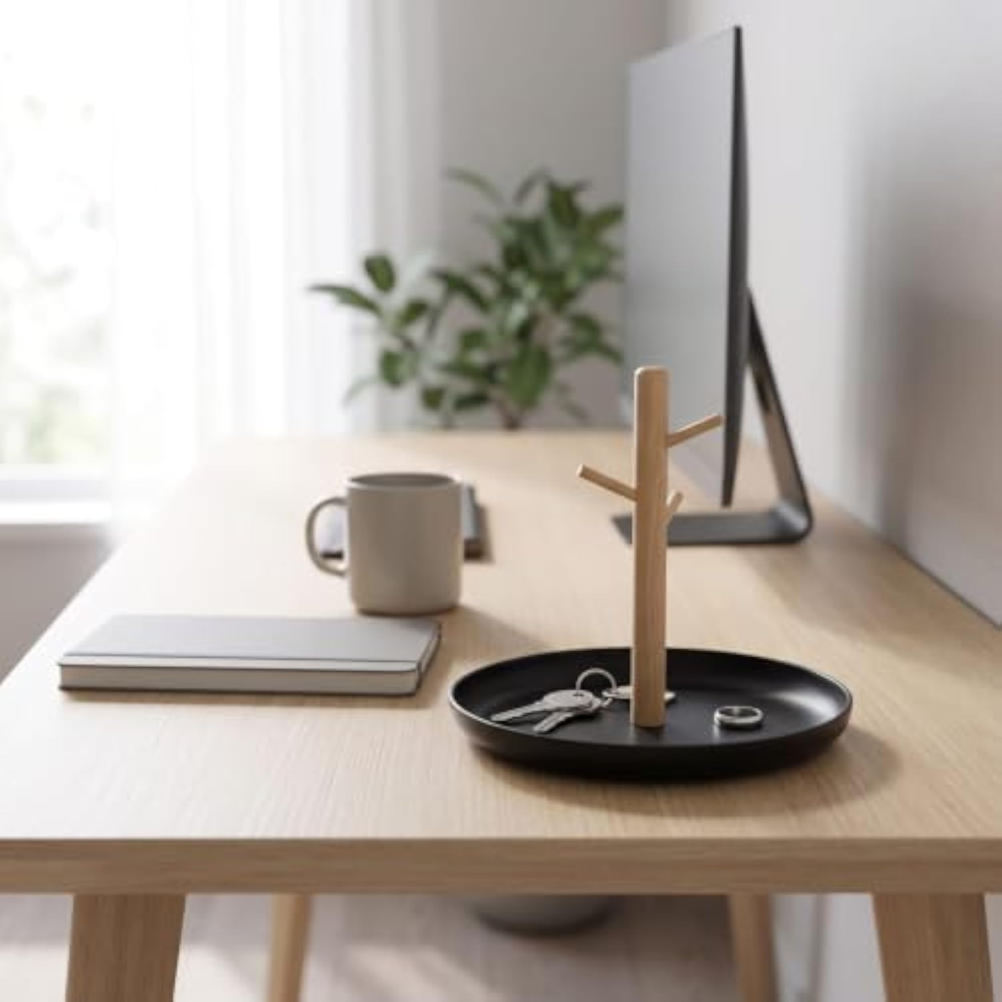 Natural Wood Tray with Branch Rack